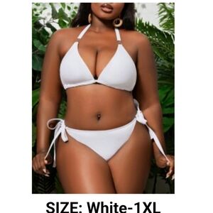 NEW SHEIN White Halter Bikini Set 1XL